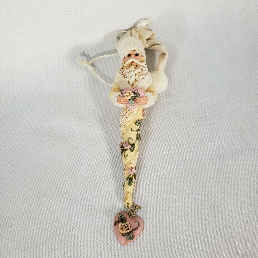 VTG Kurt Adler Father Christmas/Santa Icicle Ornament Hearts Roses Pastel Colors
